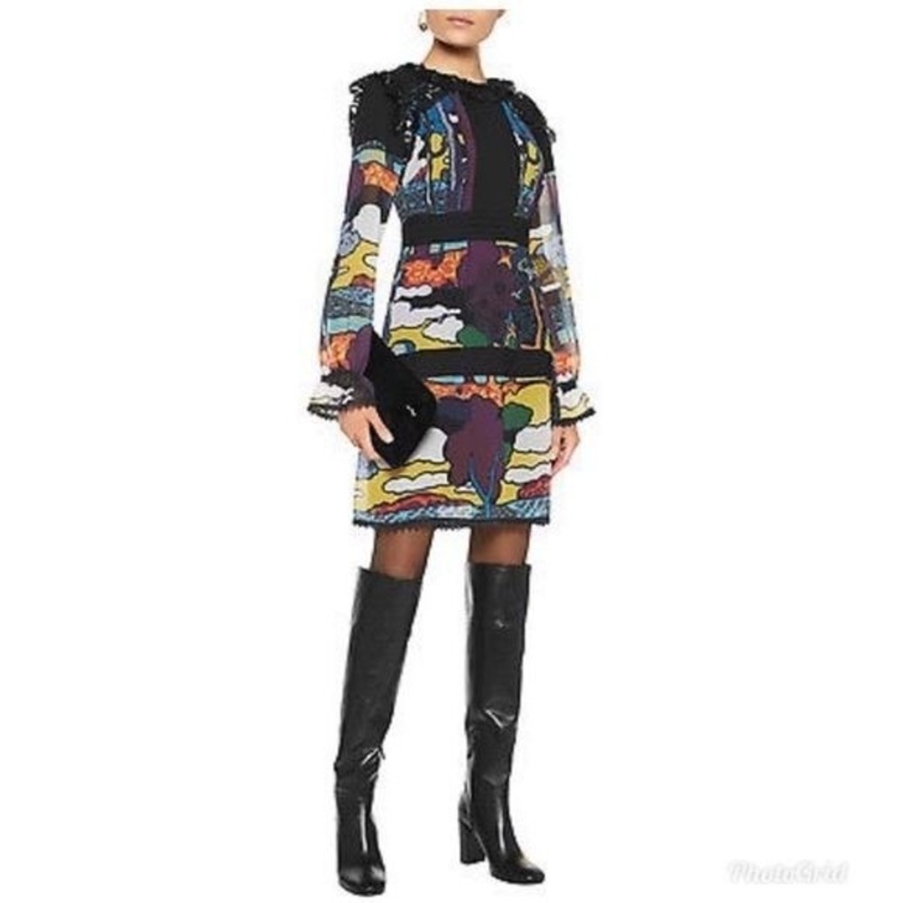 Tory Burch Knee High Boots Wm 9.5 Black Leather Block Heel Fold Over Cuff Luxury
